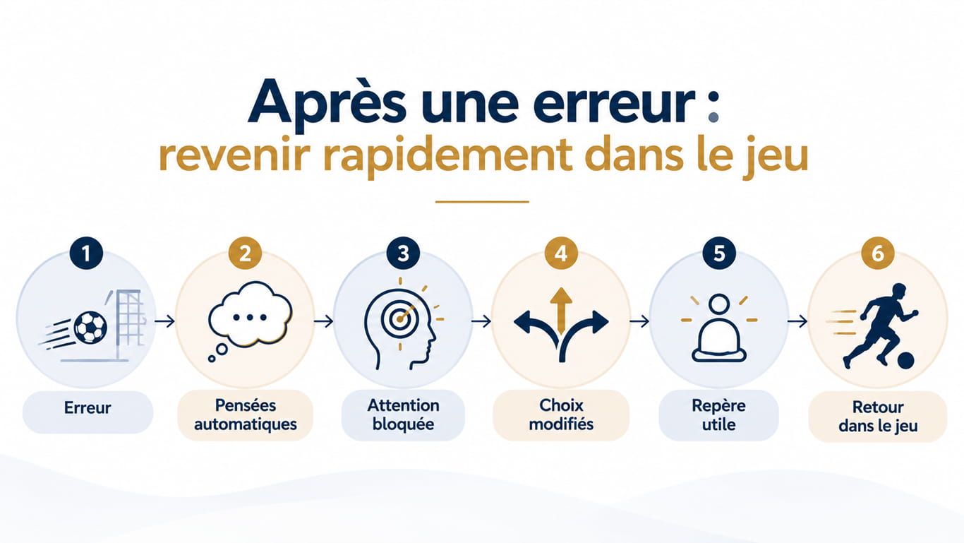 Schéma des étapes pour revenir rapidement dans le jeu après une erreur au football